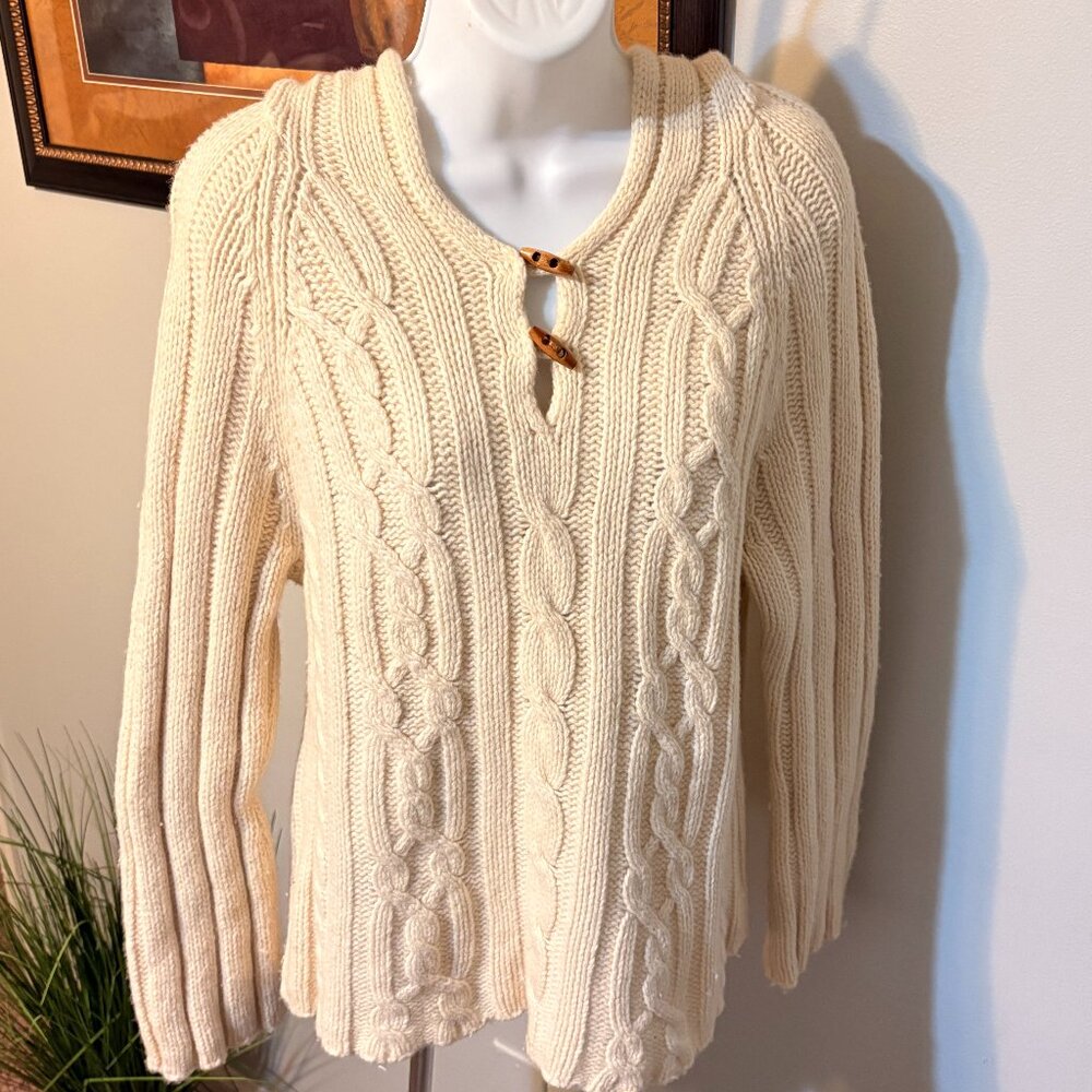 Old Navy Cream Cable Knit Hoodie Sweater